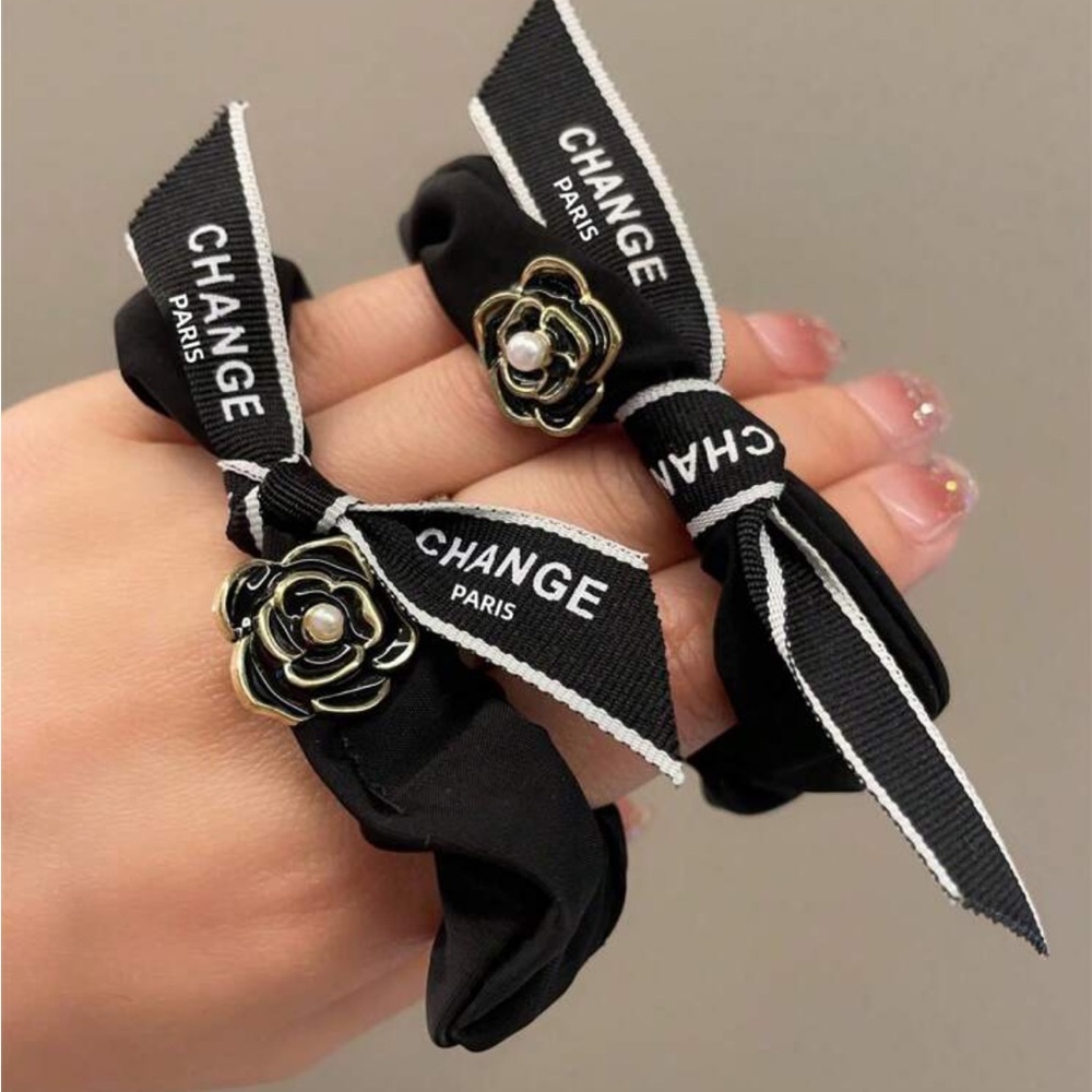 2pcs Elegant Camellia Flower Design Hair Ties For Women, Spring/summer